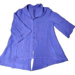 Fridaze 100% Linen Jacket Tunic Button Purple Artsy Boho Lagenlook Womens Large